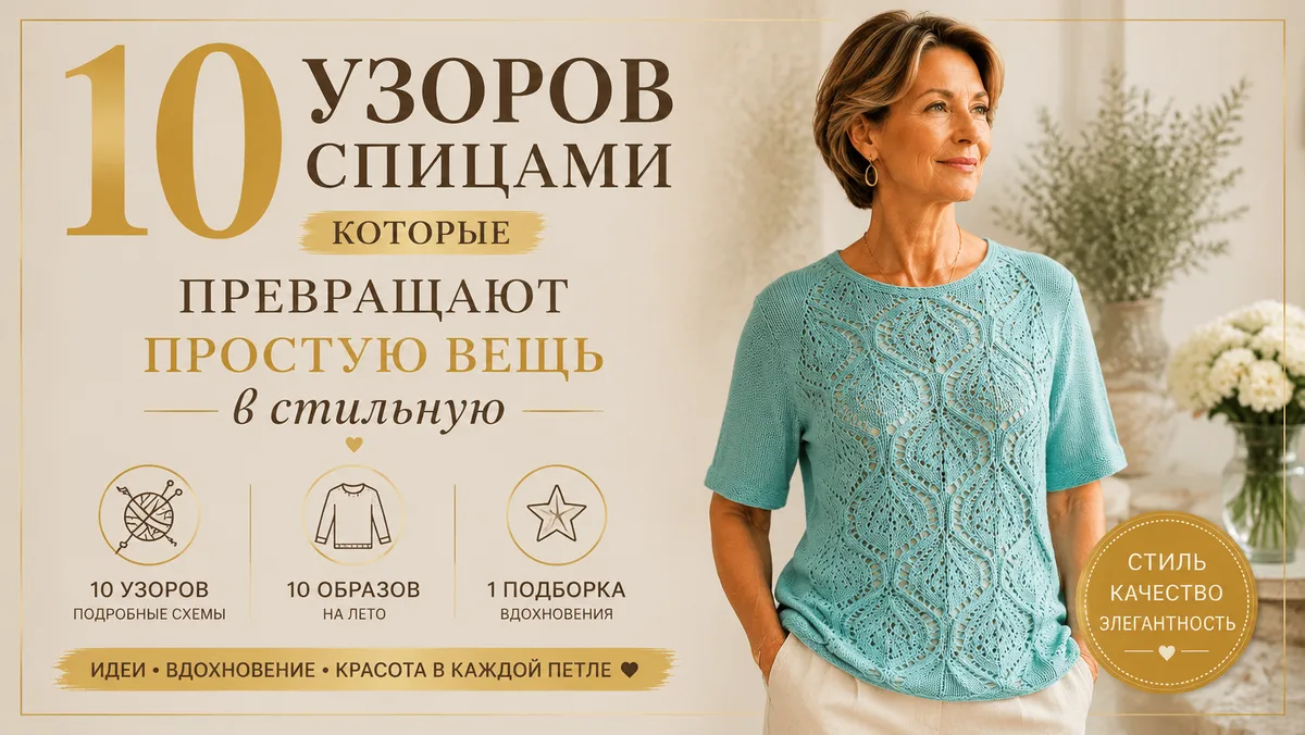 10 узоров спицами, которые превращают простую вещь в стильную
https://dzen.ru/a/akOUpe45Nw2L9qaD
