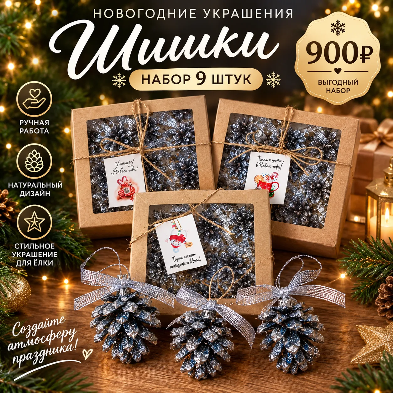 ✨ Новогодние игрушки «Шишки» — ручная работа ✨