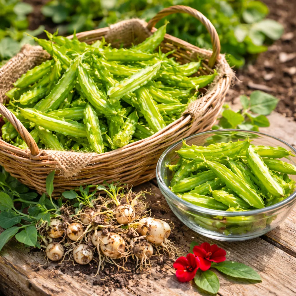 Съедобен и полезен от цветов до корней. По вкусу напоминает спаржу