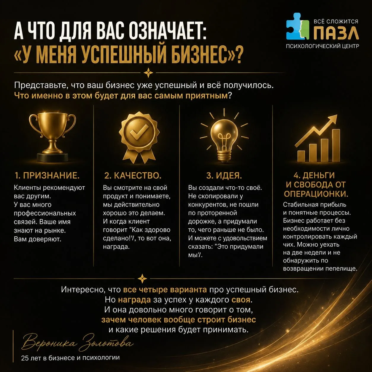 А что для вас означает: «У меня успешный бизнес»?