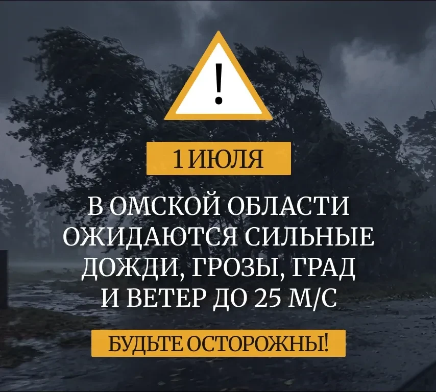 В Омской области продолжатся ливни и сильный ветер!