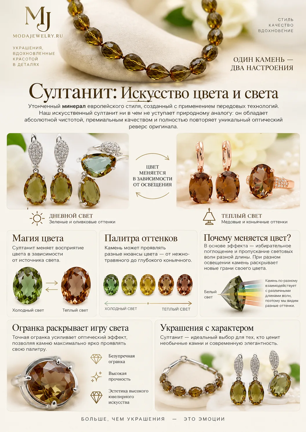 ✨ А вы замечали, что султанит умеет менять цвет?