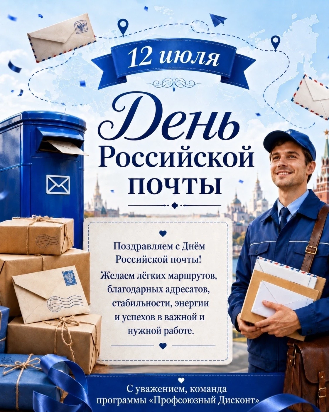 🕊 Поздравляем всех причастных — С ДНЕМ РОССИЙСКОЙ ПОЧТЫ 💌 
 
Желаем лёгких маршрутов, благодарных 
