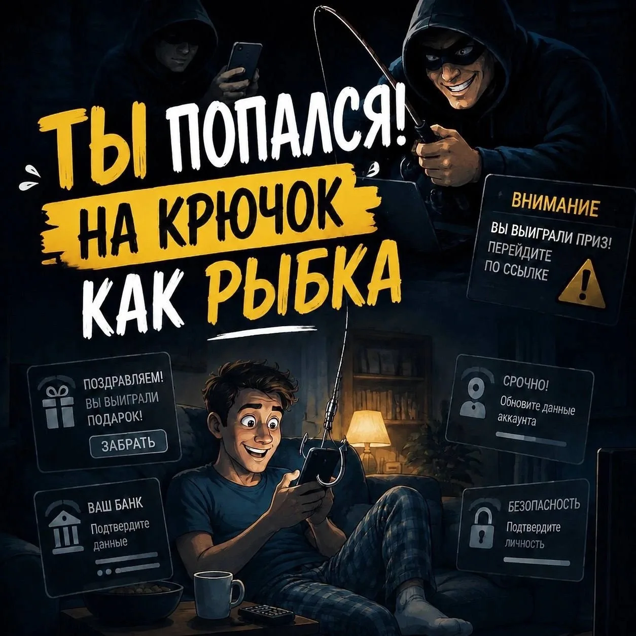 🎣Как не попасться на крючок мошенников