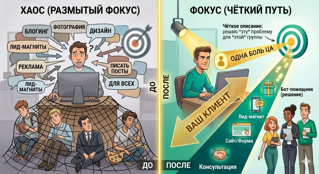 ⚡️ Пытаетесь продавать «всё и для всех»? Вот почему ваши соцсети молчат.