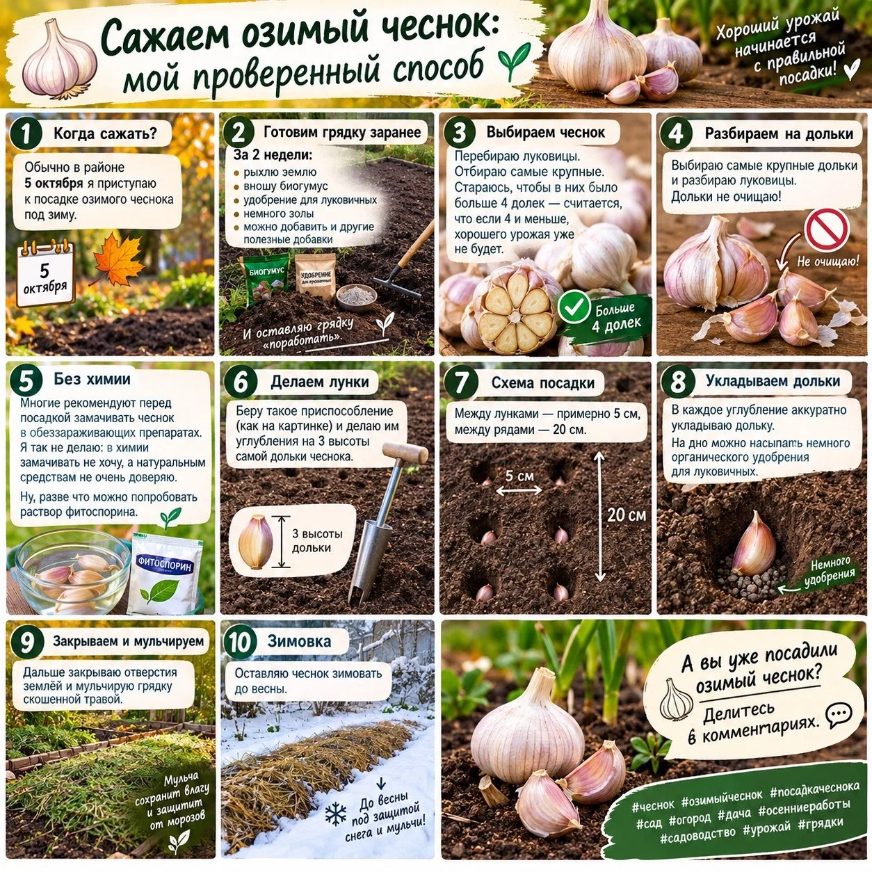 🧄 Сажаем озимый чеснок: мой проверенный способ 🌱