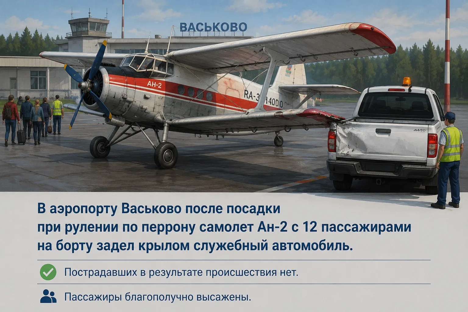 ‼️Сегодня в аэропорту Васьково после посадки при рулении по перрону самолет Ан-2 с 12 п...