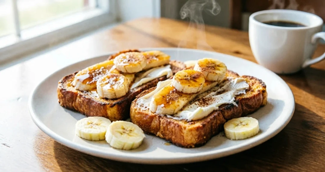 🍞 ФРАНЦУЗСКИЕ ТОСТЫ С КАРАМЕЛИЗИРОВАННЫМИ БАНАНАМИ — 91₽/порция