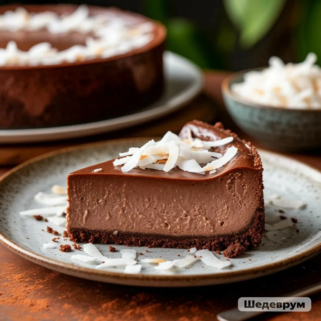 ШОКОЛАДНЫЙ ЧИЗКЕЙК НА МИНДАЛЬНО-КОКОСОВОЙ ОСНОВЕ 🍫🥥✨