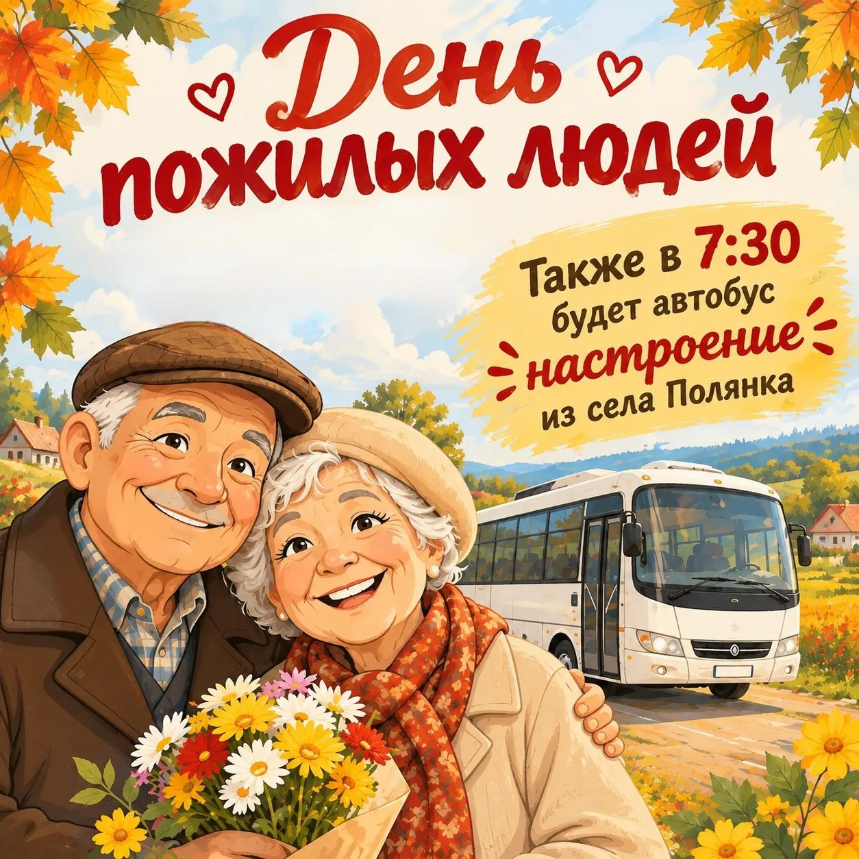 Также из села Полянка будет организован автобус «Настроение» в 7:30🌻🌻🌻
