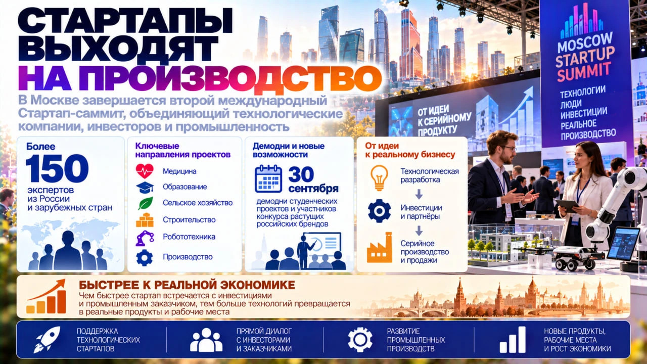 Стартапы всё активнее превращают в реальные производства. В Москве завершается второй м...