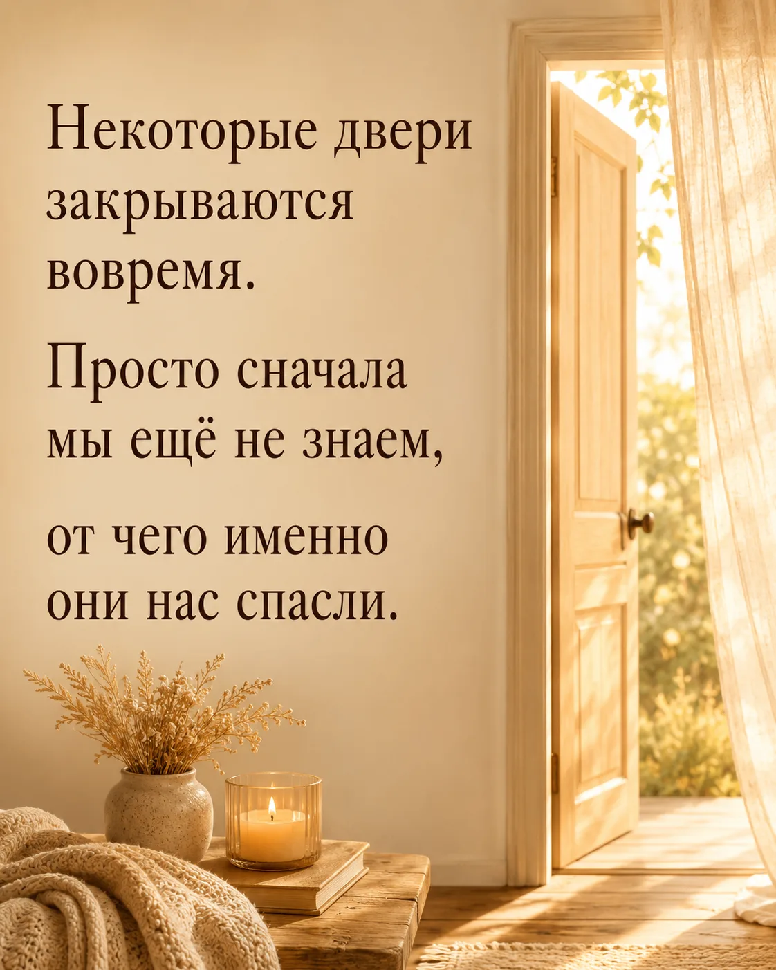 Некоторые двери закрываются вовремя. Просто сначала мы ещё не знаем, от чего именно они...