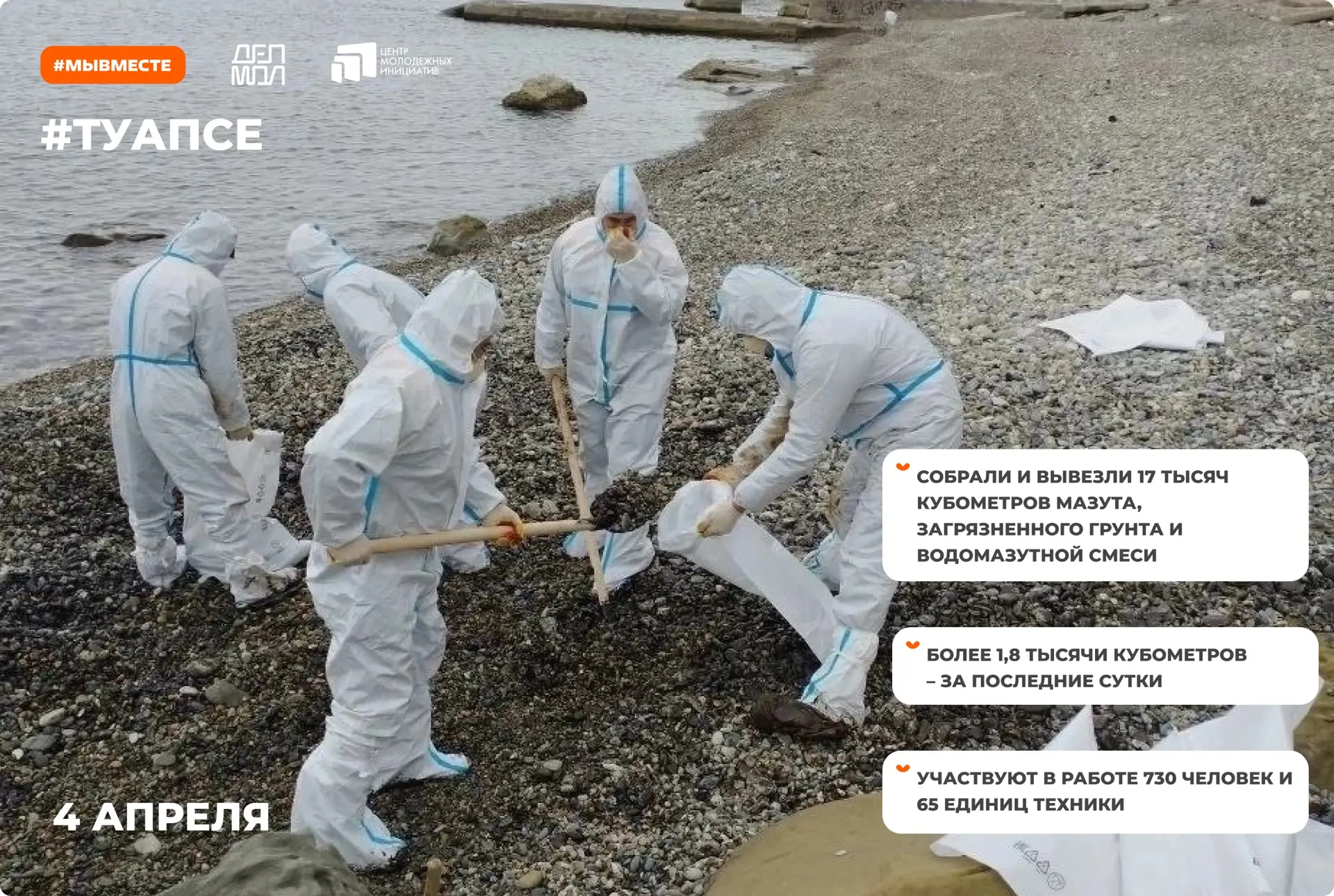 🧡В Туапсе продолжают работать добровольцы штаба #МЫВМЕСТЕ  За последние сутки с территории вывезли б