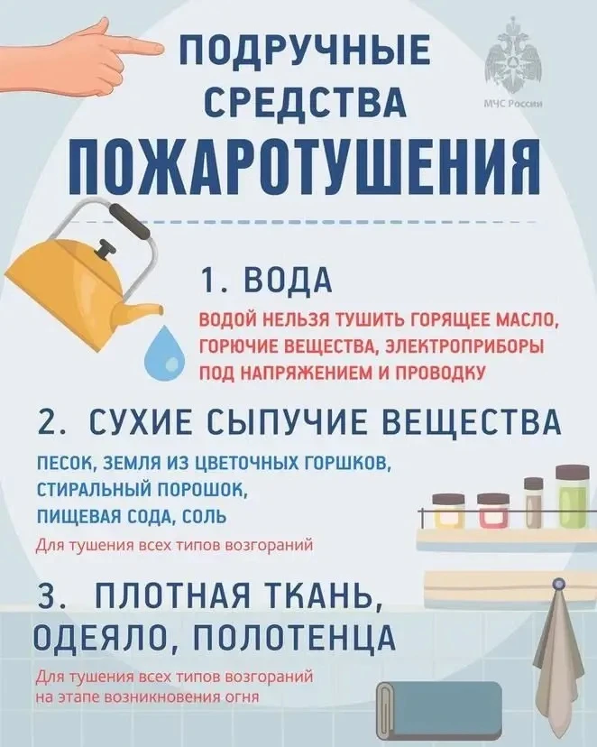 Подручные средства пожаротушения: что пригодится в первые минуты. 🔥