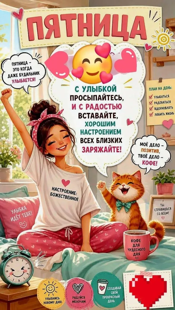 Пусть утро будет тёплым, день — спокойным, а настроение — отличным. Впереди два дня для...