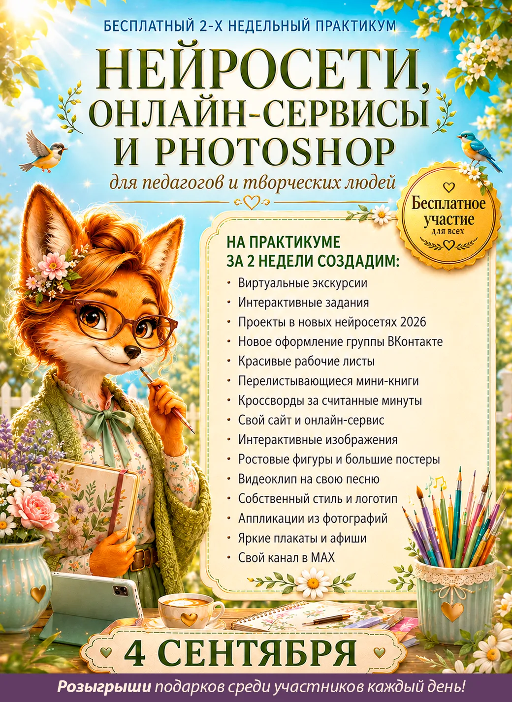 2 недели практических мастер-классов ежедневно в прямом эфире - бесплатно для всех жела...