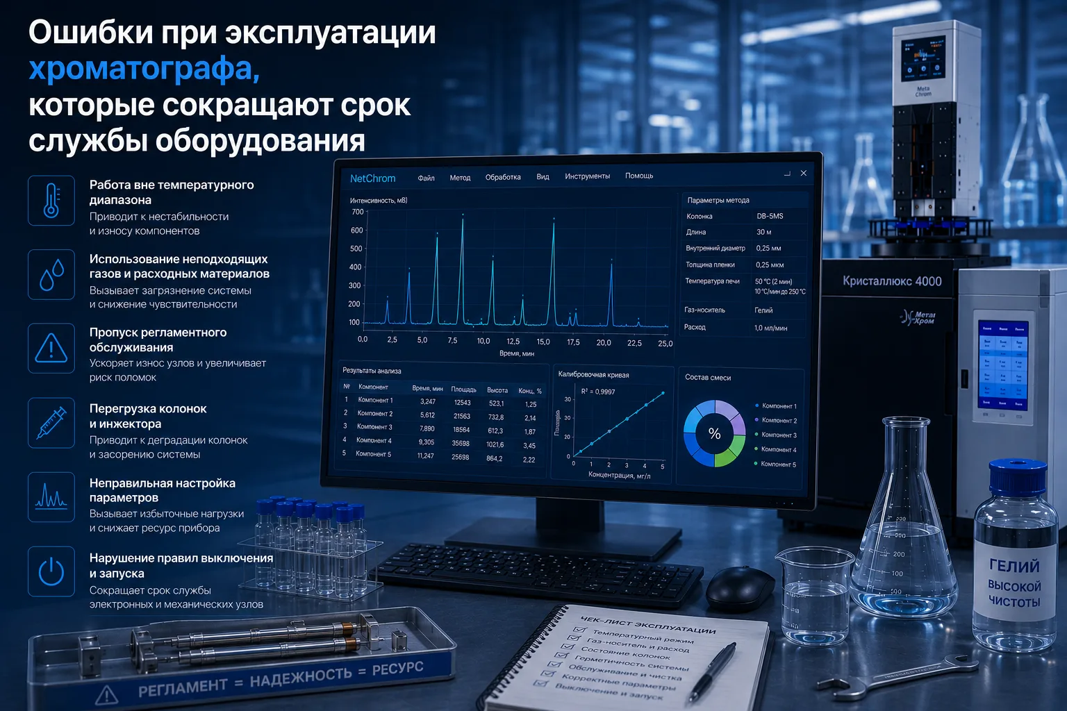 Ошибки при эксплуатации хроматографа, которые сокращают срок службы оборудования

Даже самый совреме