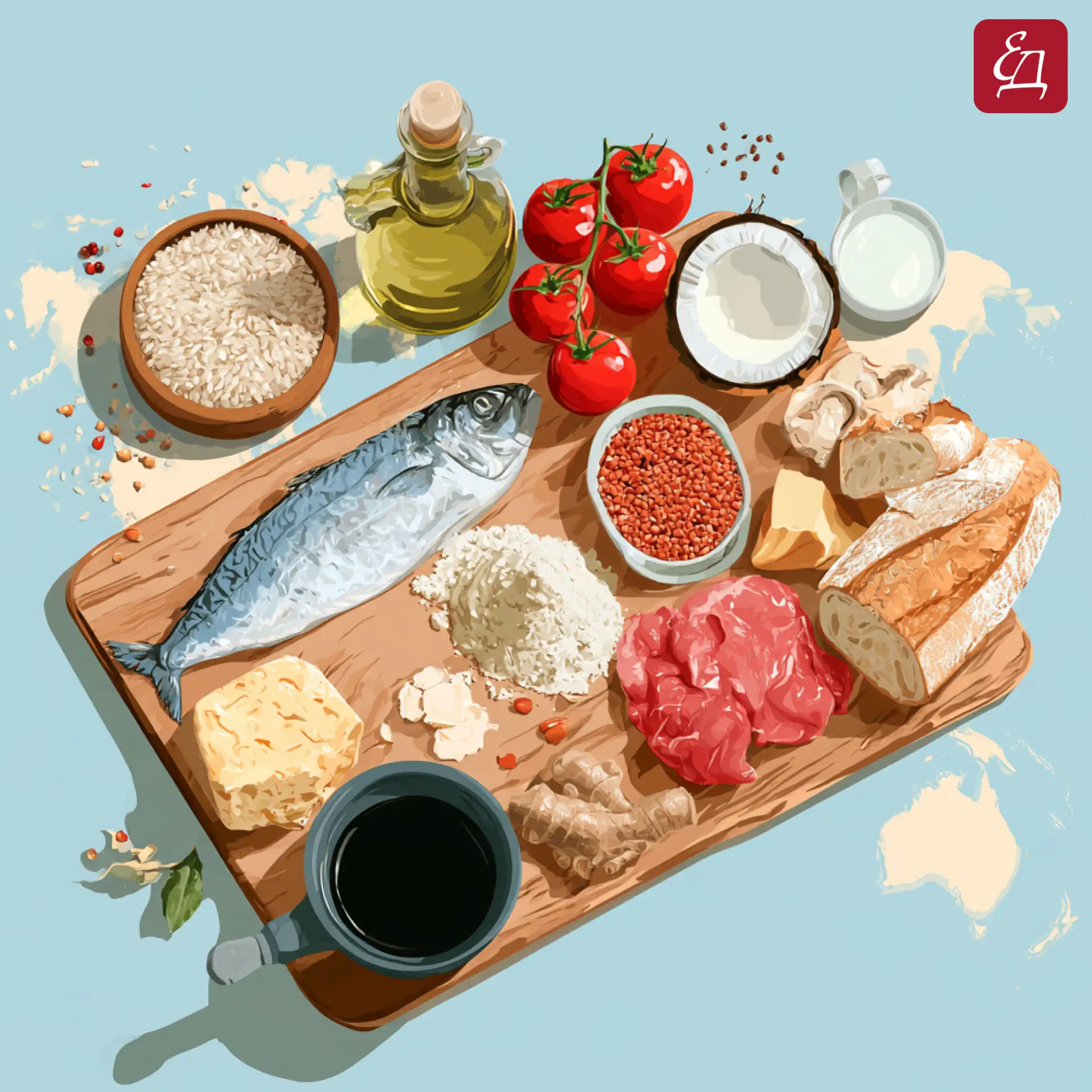🌍 Игра «Угадайте страну по продуктам».