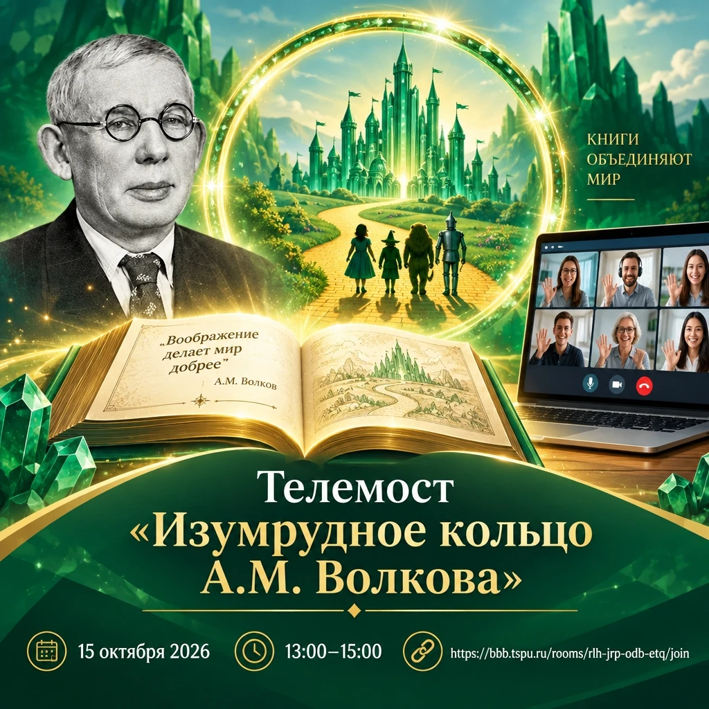 📚 Приглашаем на телемост «Изумрудное кольцо А. М. Волкова»!