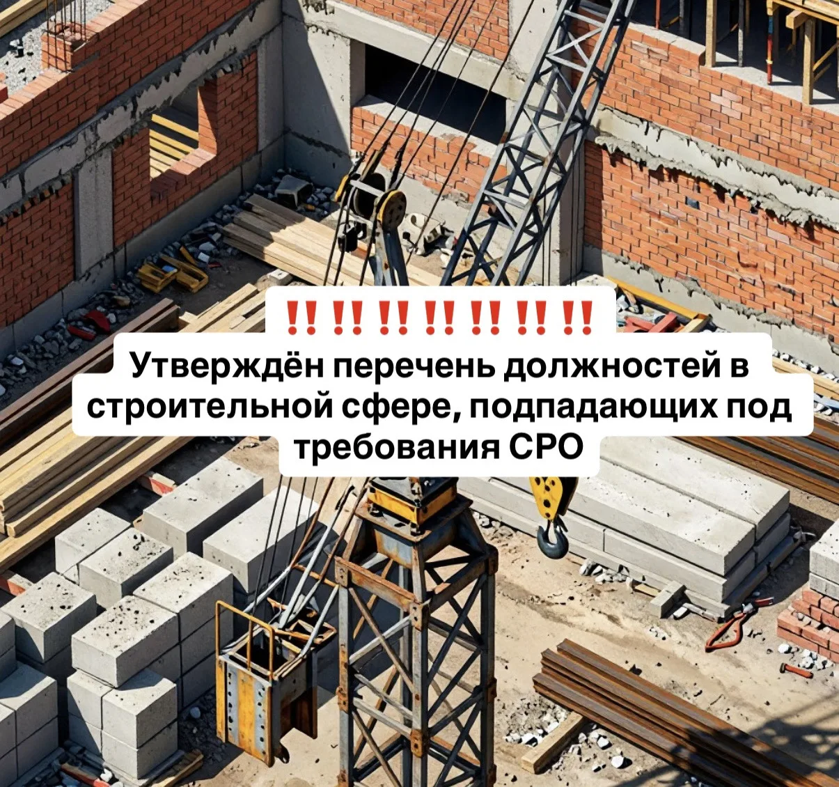 ‼️ Утверждён перечень должностей в строительной сфере, подпадающих под требования СРО
