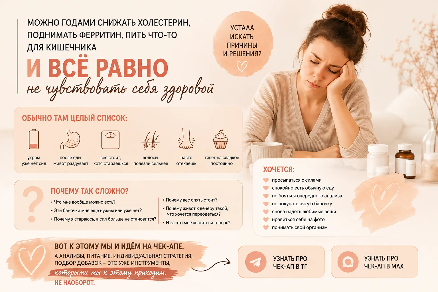 Можно годами снижать холестерин, поднимать ферритин, пить что-то для кишечника и всё ра...