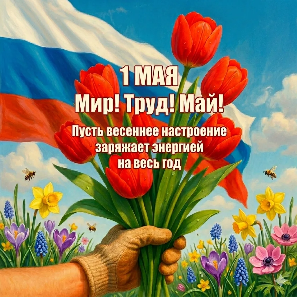 🎉С 1 Мая, дорогие друзья! 🌼  1 Мая — это Праздник Весны и Труда, символ единства, уважения к созидан