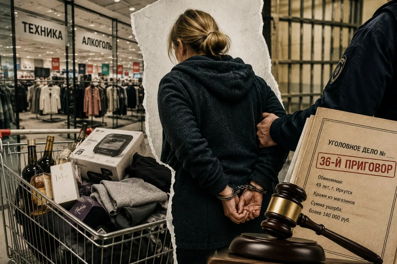 ⚡ Иркутянка получила 36-й срок за кражи из магазинов.

В Иркутске осудили 49-летнюю местную жительни