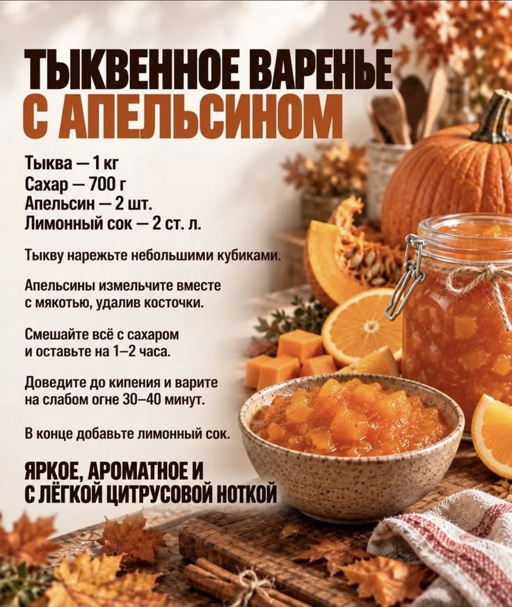 Тыквенное варенье с апельсином 🍊