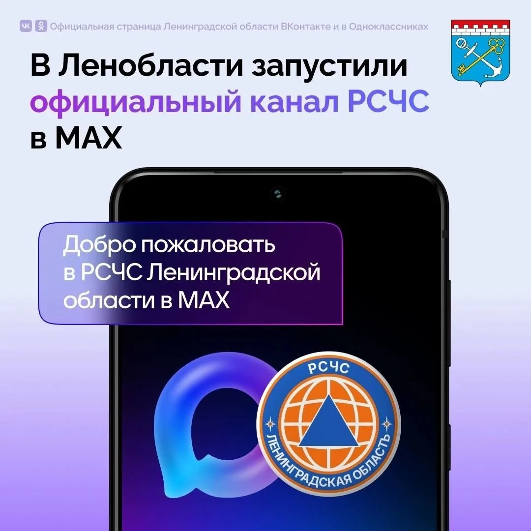В мессенджере Макс запустили официальный канал «РСЧС Ленинградская область» для оперативного информи