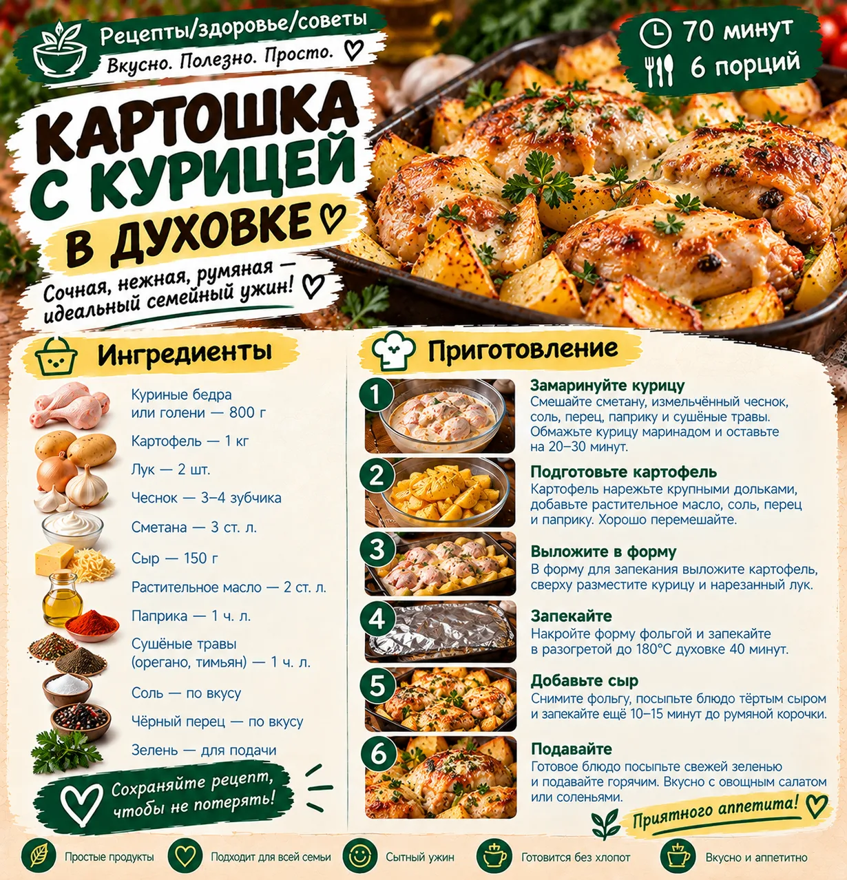 🍗 КАРТОШКА С КУРИЦЕЙ В ДУХОВКЕ