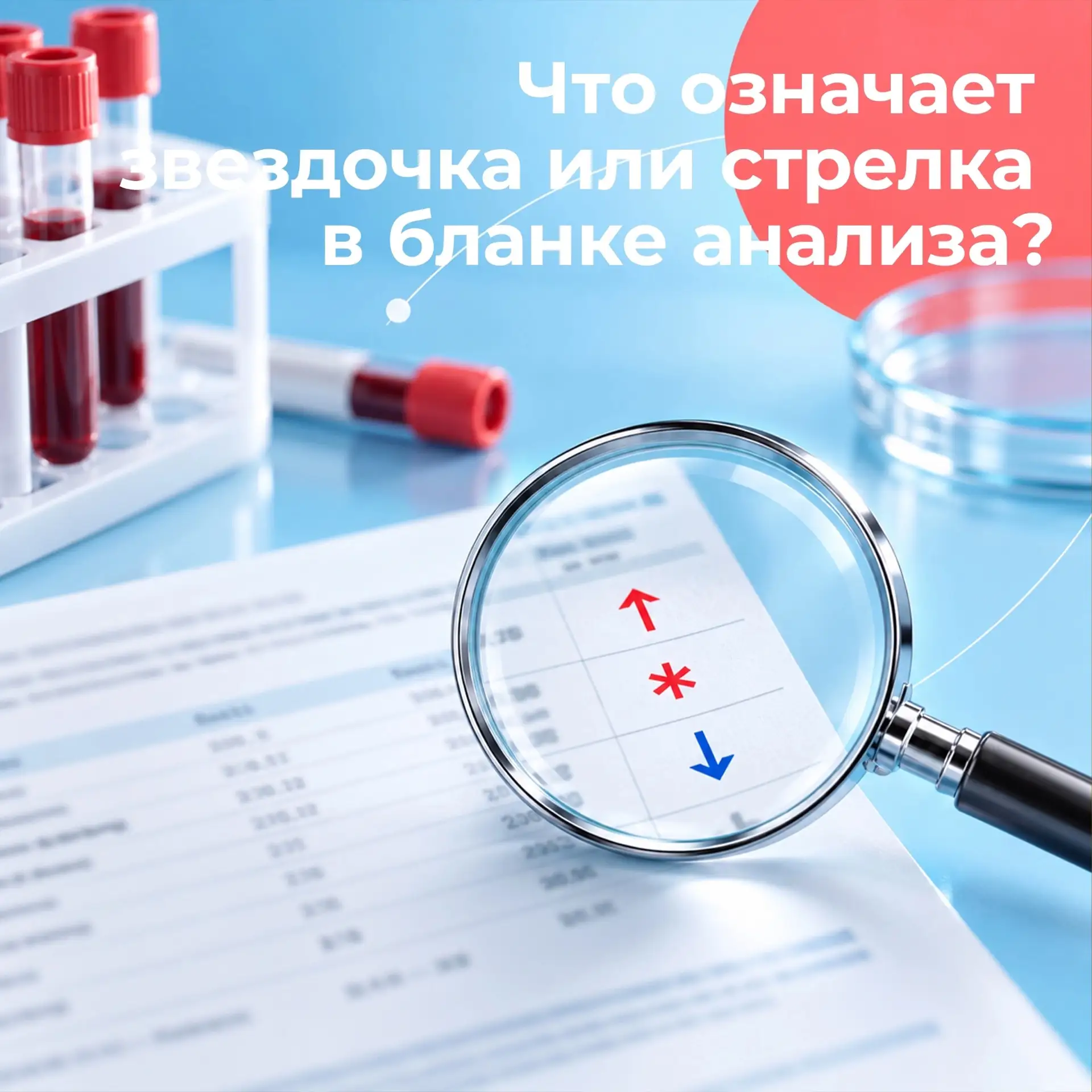 Что означает звездочка или стрелка в бланке анализа.