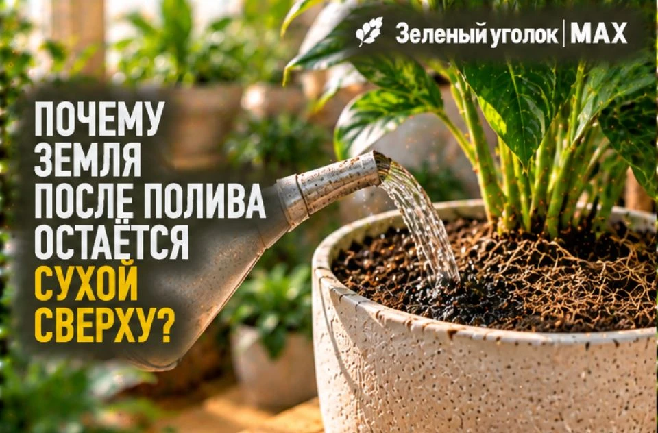 💧 ПОЧЕМУ ЗЕМЛЯ ПОСЛЕ ПОЛИВА ОСТАЁТСЯ СУХОЙ СВЕРХУ?