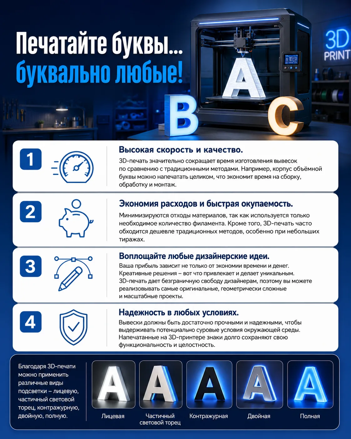 3D-печать букв: быстро, выгодно, креативно