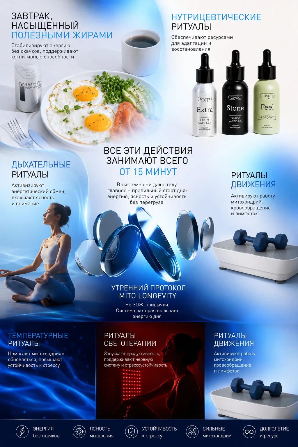 MITO LONGEVITY — это система маленьких ежедневных ритуалов, которые работают вместе и помогают орган
