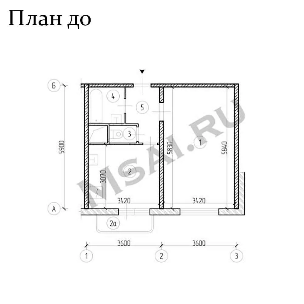 Перепланировка 1-комнатной квартиры в доме модификации КОПЭ-85 (Осенняя улица)