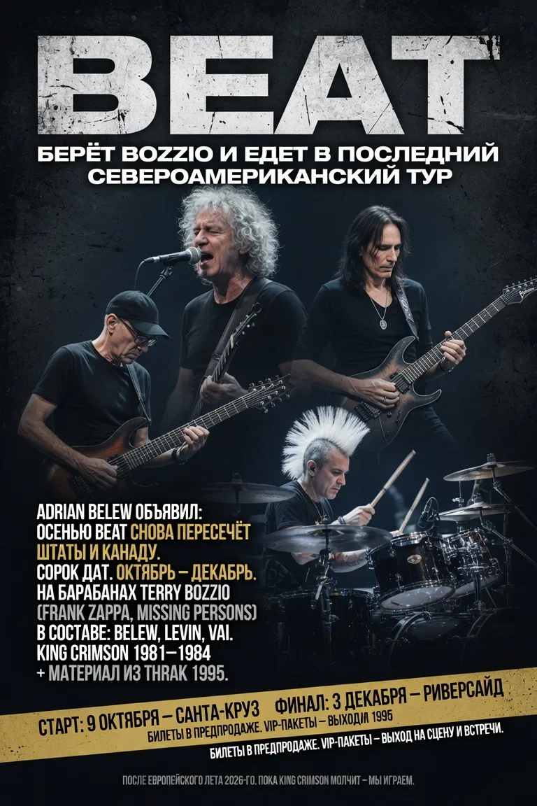 BEAT берёт Bozzio и едет в последний североамериканский тур