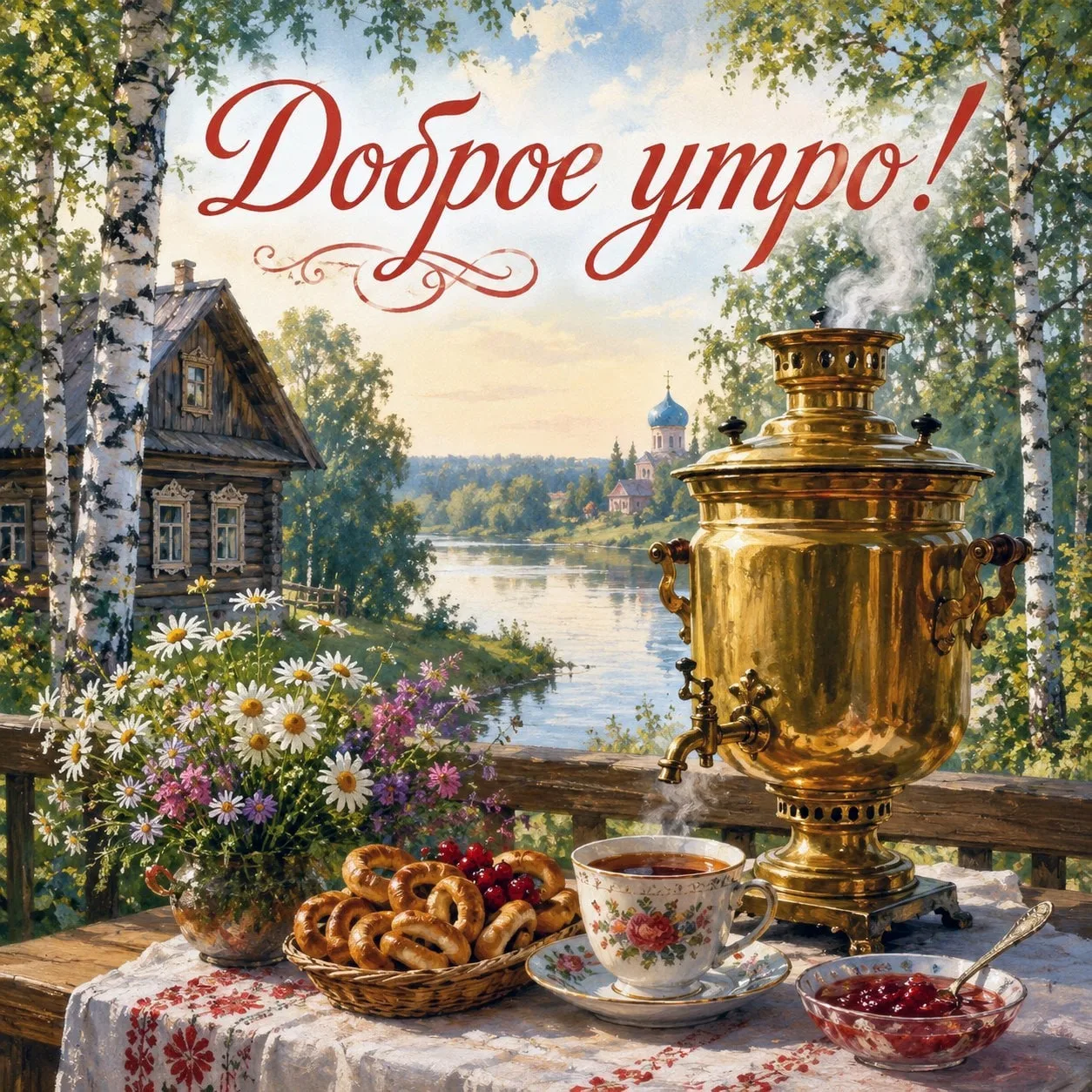 ☀️✨ Доброе утро! ✨☕️  Пусть новый день начнётся с улыбки, хороших мыслей и приятных моментов 😊🌿  Жел