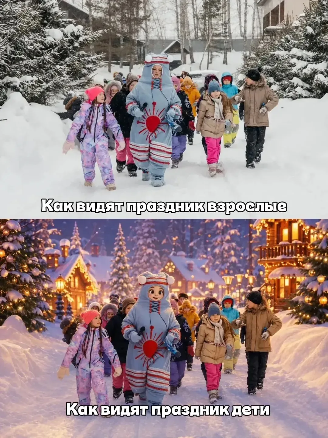 Мы, взрослые, смотрим на праздник и видим декорации, костюмы, программу, фотографии.