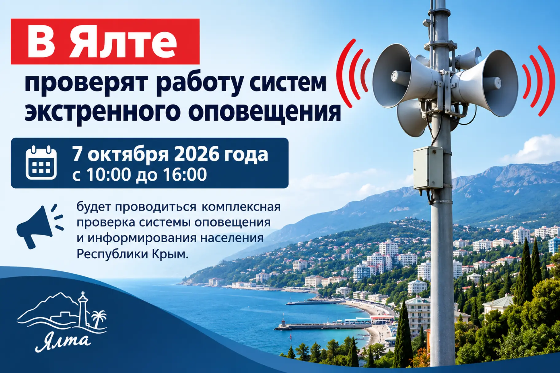 В Ялте проверят работу систем экстренного оповещения