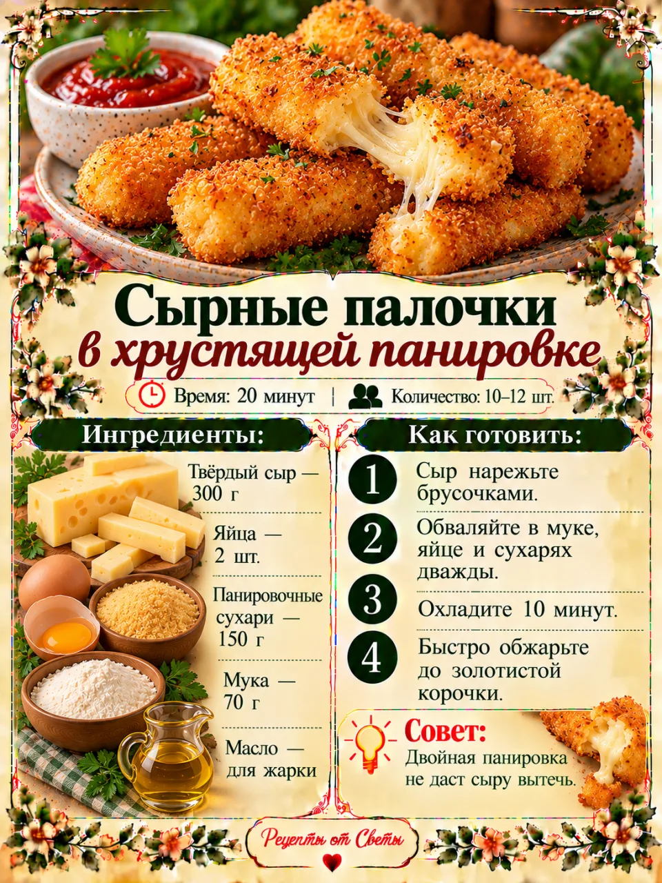 🧀 Сырные палочки в хрустящей панировке