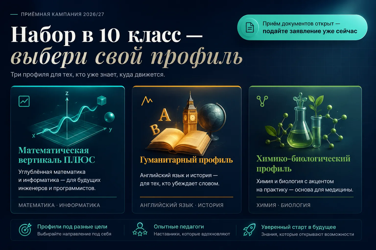 В ГБОУ Школа № 141 продолжается набор в профильные 10-е классы. Подавайте заявления на ...
