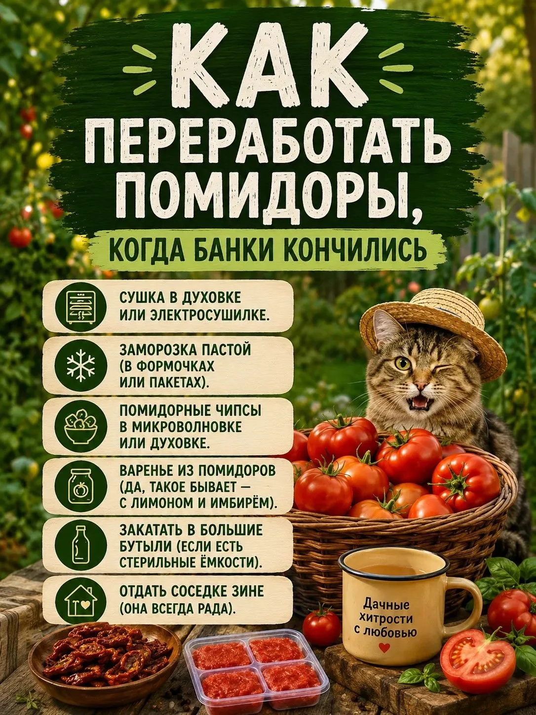 Как переработать помидоры, если урожай большой, а банки закончились