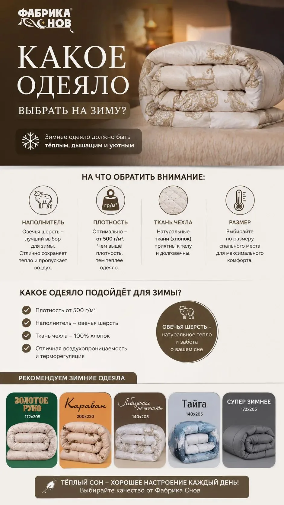Какое одеяло выбрать на зиму? ❄️
