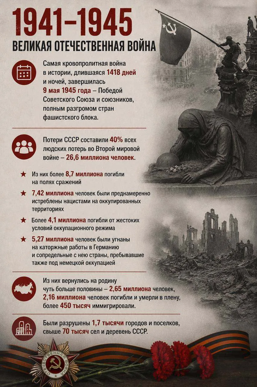 ☑85 лет назад началась Великая Отечественная война, которая унесла жизни миллионов.
Сегодня — День п