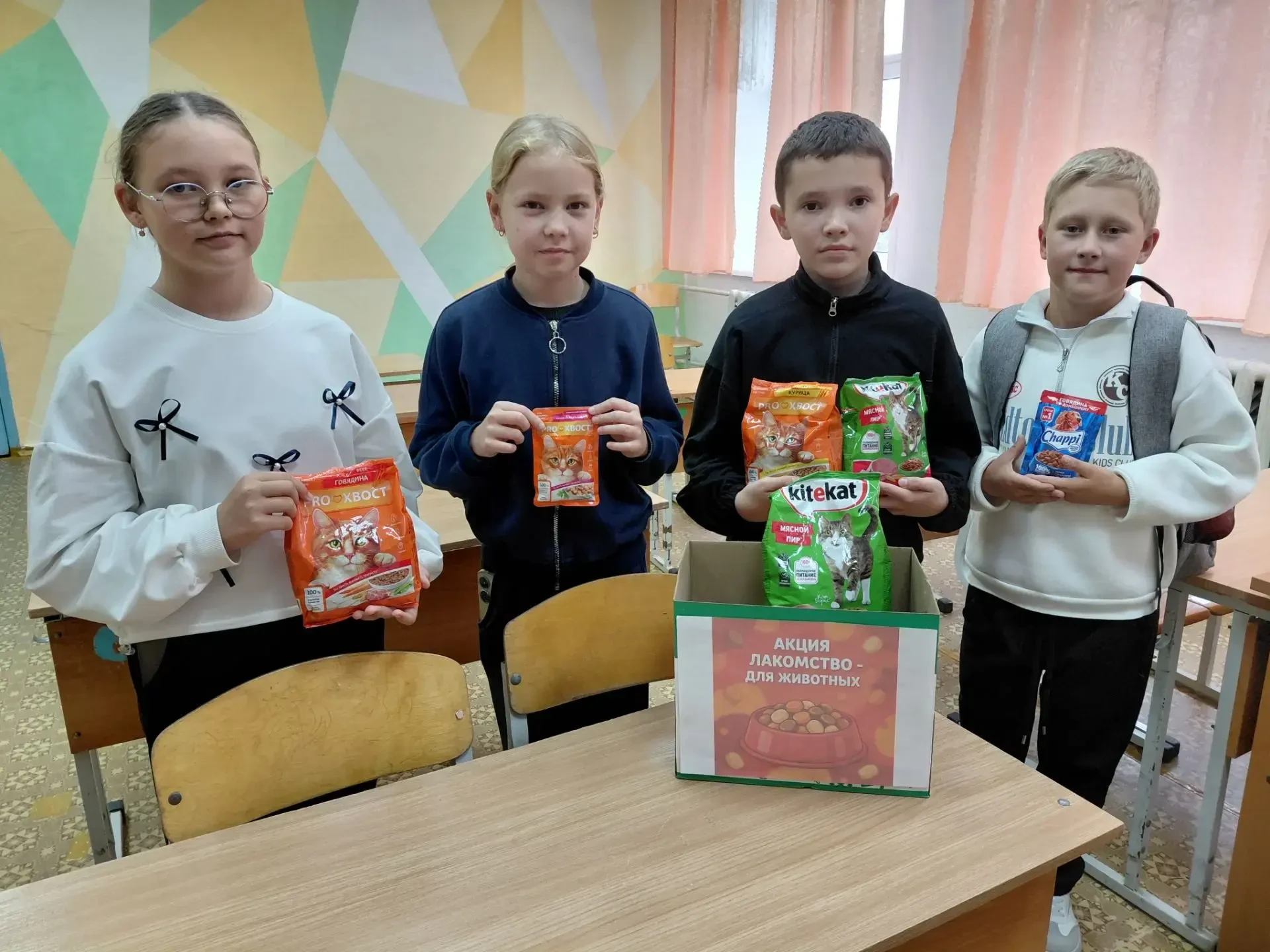 🐈 Акция «Подарок‑лакомство»: пятиклассники делают мир добрее!