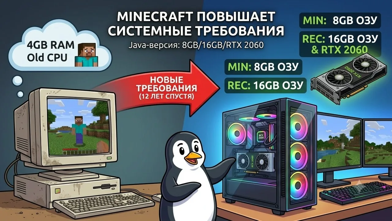 Разработчики Minecraft Java Edition внесли самые масштабные изменения в системные требо...
