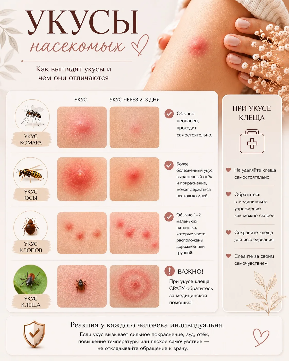 🕷️ Продолжая тему укусов насекомых, хочу напомнить о клещах.