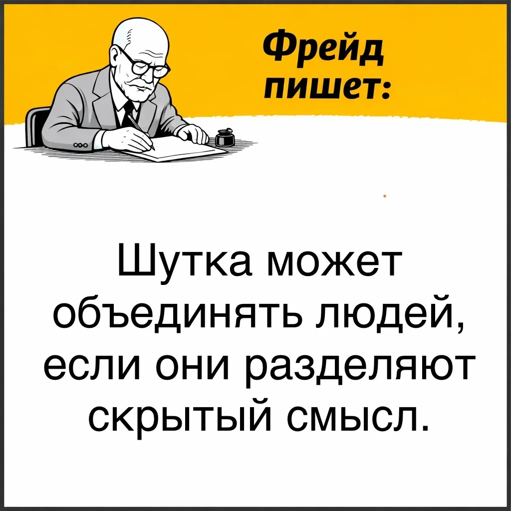 Фрейд писал, что иногда шутка приносит удовольствие благодаря тому, что становится понятна только чл