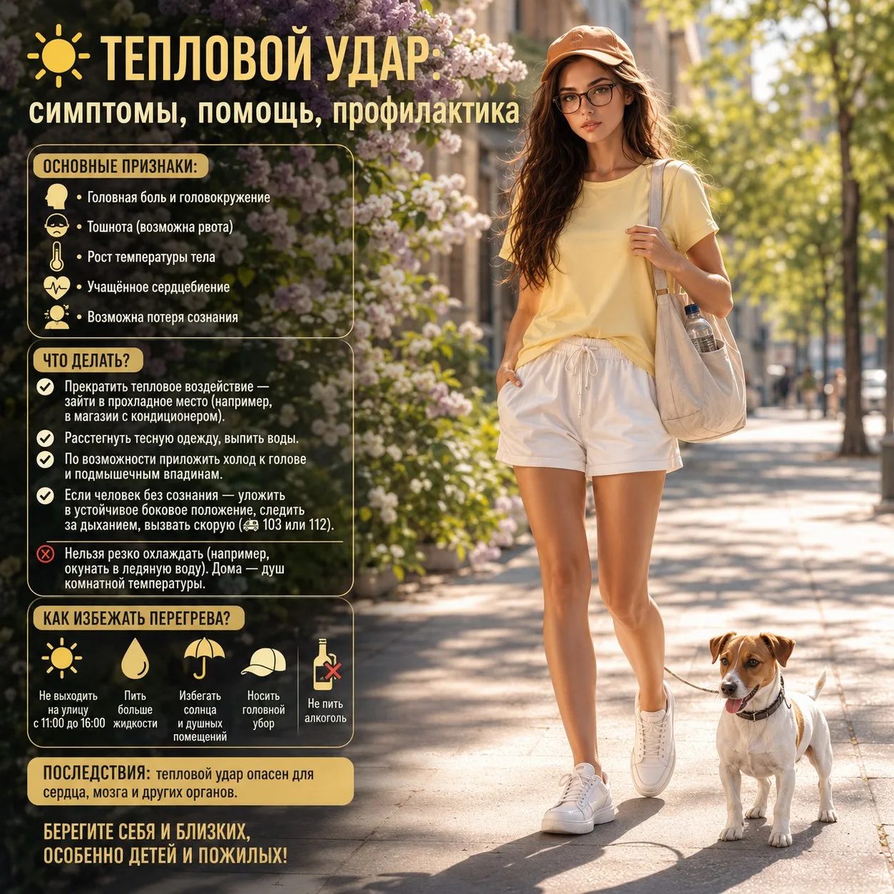 ☀️ ТЕПЛОВОЙ УДАР: симптомы, помощь, профилактика  Основные признаки: • Головная боль и головокружени