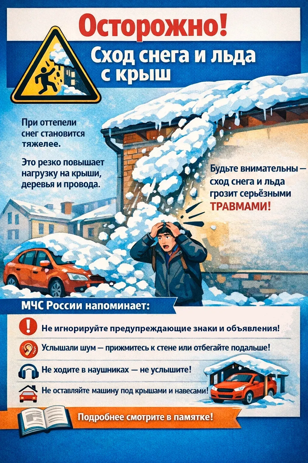 Осторожно, сход снега и льда с крыш